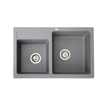 Metalac xQuadro Plus 2D granitna sudopera sa sifonom Ø90 Grafit