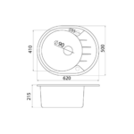Metalac xVenera M granitna sudopera sa sifonom Ø90 tehnicki crtez