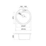 Metalac xVesta granitna sudopera sa sifonom Ø90 tehnicki crtez