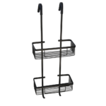 Ravna dvospratna crna polica za tuš paravane POLKA-01B-S