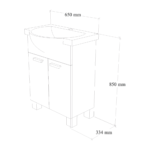 Rovas Eco 65 beli – donji deo sa umivaonikom tehnicki crtez