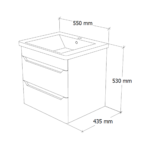 Rovas Sharp 55 beli – donji deo sa umivaonikom tehnicki crtez