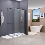 Fiksni tuš paravan, crni, polica i držač peškira/EXCLUSIVE-120/8mm