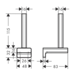 Hansgrohe AddStories držač toalet papira vertikalni tehnicki crtez