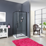 Kvadratni tuš paravan crni profili EXCLUSIVE-9090, 90x90x195