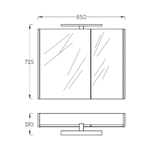 Ogledalo sa ormarićem 85 Pino Art Atria tehnicki crtez