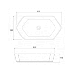 Copen nadgradni lavabo 610x360x145 tehnicki crtez