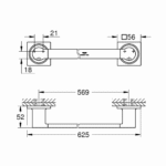 Grohe Allure držač peškira 625mm tehnicki crtez