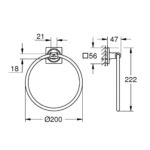 Grohe Allure držač peškira prsten tehnicki crtez