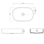 Isvea Infinity nadgradni umivaonik 55x36 beli tehnicki crtez