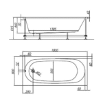 Kolpa San hidromasažna kada Tamia 180×80 tehnicki crtez