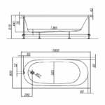 Kolpa San kada Tamia ugradna 180x80 tehnicki crtez