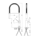 Paffoni Light baterija za sudoperu tehnicki crtez