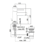 Paffoni Stick baterija za umivaonik tehnicki crtez