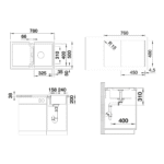 Blanco sudopera Adria 45 S sa sa podizačem čepa + pribor tehnicki crtez