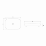 Copen nadgradni lavabo 58,5x38 tehnicki crtez