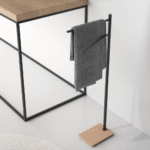 Gedy Trilly držač za peškire stojeći mat crna/drvo TR31-41