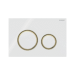 Geberit Sigma50 tipka za dvokoličinsko ispiranje bela/mesing/bela – staklo 115.652.SI.1