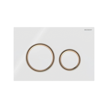 Geberit Sigma50 Round tipka za dvokoličinsko ispiranje bela/roze zlato/bela - staklo 115.650.SI.1