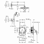 Grohe Bauedge ugradni set sa Tempesta tuš ružom 250 tehnicki crtez