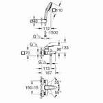 Grohe Cubeo baterija za kadu tehnicki crtez