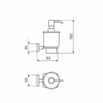 Rosan Quadro dozator tečnog sapuna tehnicki crtez