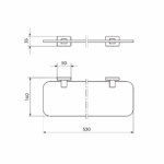 Rosan Quadro staklena polica - Etažer tehnicki crtez