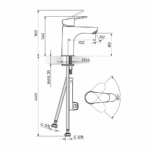 Rosan Smart baterija za lavabo L tehnicki crtez