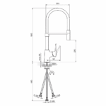 Rosan Stolz Black baterija za sudoperu poluprofesionalna - 3 cevi tehnicki crtez
