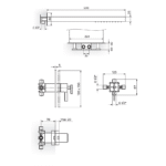 Rosan Thermo S2 ugradna termostatska baterija za kadu sa Slapom tehnicki crtez