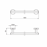 Rosan Zerro držač peškira 60cm JZ901 tehnicki crtez