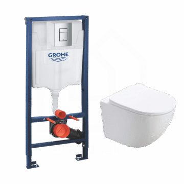 WC šolja Perla bela vodokotlić Grohe Hrom sjaj taster