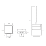 Bemeta Nero držač wc četke - viseći tehnicki crtez