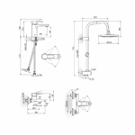 Rosan Blau Black set sa usponskim tušem tehnicki crtez