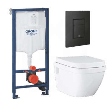 Grohe Euro Ceramic WC šolja bela, vodokotlić Grohe phantom black taster