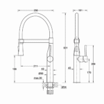 Copen Pepper A baterija za sudoperu sa flex lulom 2F hrom tehnicki crtez
