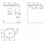 Geberit VariForm podgradni lavabo 56x46 cm, bez preliva tehnicki crtez