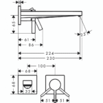 Hansgrohe Tecturis E ugradna slavina za lavabo 22,5cm EcoSmart+ tehnicki crtez