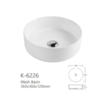 Nero nadgradni lavabo Ø360x120 K-6226 tehnicki crtez