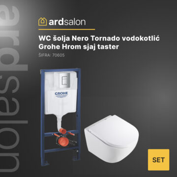 WC šolja Nero Tornado vodokotlić Grohe Hrom sjaj taster