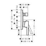 Hansgrohe Zezis S ugradna maska tehnicki crtez