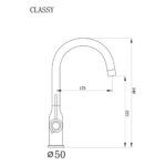 Metalac xGranit slavina Classy za sudoperu tehnicki crtez