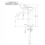 Remer Metrica baterija za lavabo 100 MC12 XV tehnicki crtez