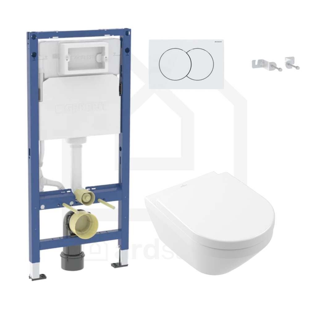 782866 Villeroy Boch WC solja bela vodokotlic Geberit beli taster