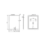 Minotti ogledalo 600x800 sa LED osvetljenjem H-205 - tehnički crtež